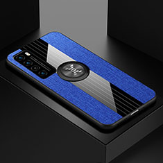 Funda Silicona Carcasa Ultrafina Goma con Magnetico Anillo de dedo Soporte para Huawei Nova 7 5G Azul