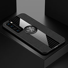 Funda Silicona Carcasa Ultrafina Goma con Magnetico Anillo de dedo Soporte para Huawei Nova 7 5G Negro
