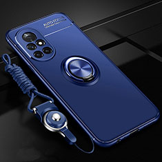 Funda Silicona Carcasa Ultrafina Goma con Magnetico Anillo de dedo Soporte para Huawei Nova 8 5G Azul