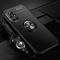 Funda Silicona Carcasa Ultrafina Goma con Magnetico Anillo de dedo Soporte para Huawei Nova 8 5G Negro
