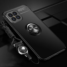 Funda Silicona Carcasa Ultrafina Goma con Magnetico Anillo de dedo Soporte para Huawei Nova 8 SE 5G Negro