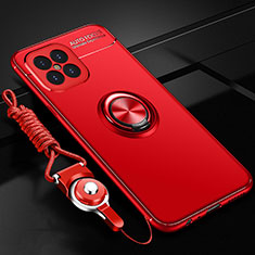 Funda Silicona Carcasa Ultrafina Goma con Magnetico Anillo de dedo Soporte para Huawei Nova 8 SE 5G Rojo