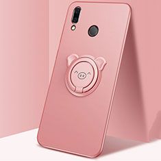 Funda Silicona Carcasa Ultrafina Goma con Magnetico Anillo de dedo Soporte para Huawei P Smart (2019) Oro Rosa