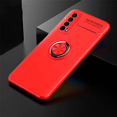 Funda Silicona Carcasa Ultrafina Goma con Magnetico Anillo de dedo Soporte para Huawei P Smart (2021) Rojo