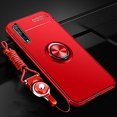 Funda Silicona Carcasa Ultrafina Goma con Magnetico Anillo de dedo Soporte para Huawei P smart S Rojo