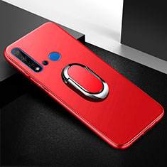 Funda Silicona Carcasa Ultrafina Goma con Magnetico Anillo de dedo Soporte para Huawei P20 Lite (2019) Rojo