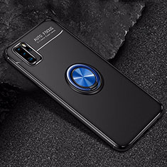 Funda Silicona Carcasa Ultrafina Goma con Magnetico Anillo de dedo Soporte para Huawei P30 Pro Azul y Negro