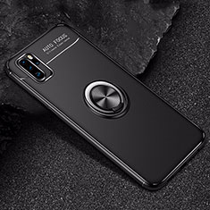 Funda Silicona Carcasa Ultrafina Goma con Magnetico Anillo de dedo Soporte para Huawei P30 Pro Negro