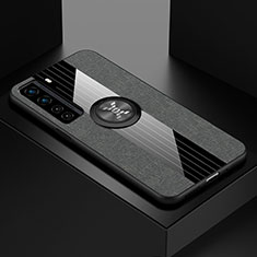 Funda Silicona Carcasa Ultrafina Goma con Magnetico Anillo de dedo Soporte para Huawei P40 Lite 5G Gris