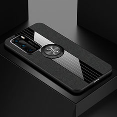 Funda Silicona Carcasa Ultrafina Goma con Magnetico Anillo de dedo Soporte para Huawei P40 Negro