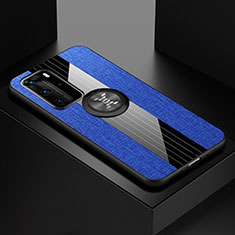 Funda Silicona Carcasa Ultrafina Goma con Magnetico Anillo de dedo Soporte para Huawei P40 Pro Azul