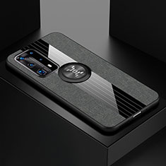 Funda Silicona Carcasa Ultrafina Goma con Magnetico Anillo de dedo Soporte para Huawei P40 Pro+ Plus Gris