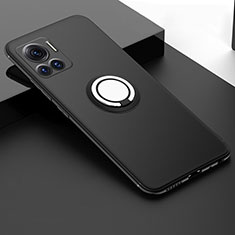 Funda Silicona Carcasa Ultrafina Goma con Magnetico Anillo de dedo Soporte para Motorola Moto Edge 30 Ultra 5G Negro