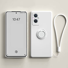 Funda Silicona Carcasa Ultrafina Goma con Magnetico Anillo de dedo Soporte para OnePlus Nord N20 5G Blanco