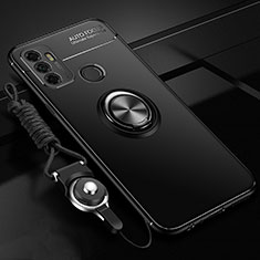 Funda Silicona Carcasa Ultrafina Goma con Magnetico Anillo de dedo Soporte para Oppo A32 Negro