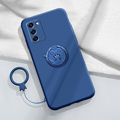 Funda Silicona Carcasa Ultrafina Goma con Magnetico Anillo de dedo Soporte para Oppo A53s 5G Azul