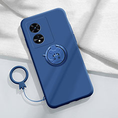 Funda Silicona Carcasa Ultrafina Goma con Magnetico Anillo de dedo Soporte para Oppo A58x 5G Azul