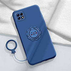 Funda Silicona Carcasa Ultrafina Goma con Magnetico Anillo de dedo Soporte para Oppo A72 5G Azul