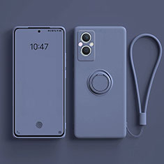 Funda Silicona Carcasa Ultrafina Goma con Magnetico Anillo de dedo Soporte para Oppo A96 5G Gris Lavanda