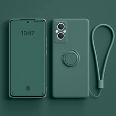 Funda Silicona Carcasa Ultrafina Goma con Magnetico Anillo de dedo Soporte para Oppo A96 5G Verde Noche