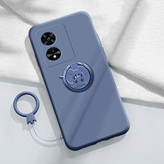 Funda Silicona Carcasa Ultrafina Goma con Magnetico Anillo de dedo Soporte para Oppo A98 5G Gris Lavanda