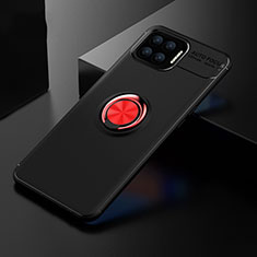 Funda Silicona Carcasa Ultrafina Goma con Magnetico Anillo de dedo Soporte para Oppo F17 Pro Rojo y Negro