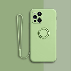 Funda Silicona Carcasa Ultrafina Goma con Magnetico Anillo de dedo Soporte para Oppo Find X3 5G Verde