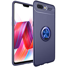 Funda Silicona Carcasa Ultrafina Goma con Magnetico Anillo de dedo Soporte para Oppo K1 Azul