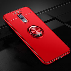 Funda Silicona Carcasa Ultrafina Goma con Magnetico Anillo de dedo Soporte para Oppo K3 Rojo