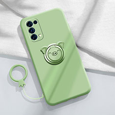 Funda Silicona Carcasa Ultrafina Goma con Magnetico Anillo de dedo Soporte para Oppo Reno5 5G Verde