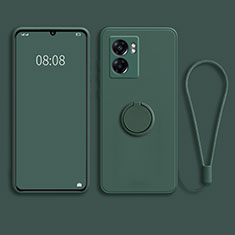 Funda Silicona Carcasa Ultrafina Goma con Magnetico Anillo de dedo Soporte para Realme V23 5G Verde