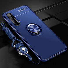 Funda Silicona Carcasa Ultrafina Goma con Magnetico Anillo de dedo Soporte para Realme X50 5G Azul