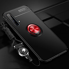 Funda Silicona Carcasa Ultrafina Goma con Magnetico Anillo de dedo Soporte para Realme X50 5G Rojo y Negro