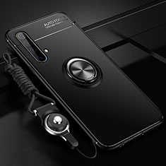 Funda Silicona Carcasa Ultrafina Goma con Magnetico Anillo de dedo Soporte para Realme X50t 5G Negro
