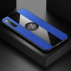 Funda Silicona Carcasa Ultrafina Goma con Magnetico Anillo de dedo Soporte para Realme XT Azul