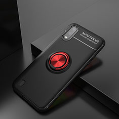 Funda Silicona Carcasa Ultrafina Goma con Magnetico Anillo de dedo Soporte para Samsung Galaxy A01 SM-A015 Rojo y Negro