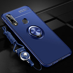 Funda Silicona Carcasa Ultrafina Goma con Magnetico Anillo de dedo Soporte para Samsung Galaxy A20s Azul