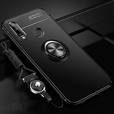 Funda Silicona Carcasa Ultrafina Goma con Magnetico Anillo de dedo Soporte para Samsung Galaxy A20s Negro