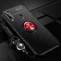 Funda Silicona Carcasa Ultrafina Goma con Magnetico Anillo de dedo Soporte para Samsung Galaxy A20s Rojo y Negro