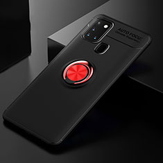 Funda Silicona Carcasa Ultrafina Goma con Magnetico Anillo de dedo Soporte para Samsung Galaxy A21s Rojo y Negro