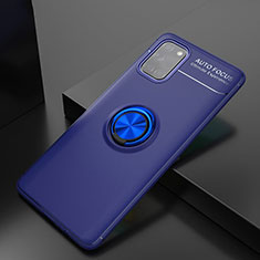 Funda Silicona Carcasa Ultrafina Goma con Magnetico Anillo de dedo Soporte para Samsung Galaxy A31 Azul