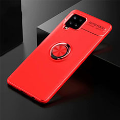 Funda Silicona Carcasa Ultrafina Goma con Magnetico Anillo de dedo Soporte para Samsung Galaxy A42 5G Rojo