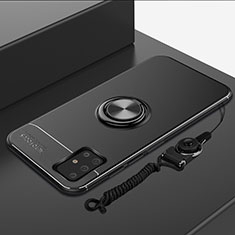 Funda Silicona Carcasa Ultrafina Goma con Magnetico Anillo de dedo Soporte para Samsung Galaxy A51 5G Negro