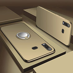 Funda Silicona Carcasa Ultrafina Goma con Magnetico Anillo de dedo Soporte para Samsung Galaxy A6s Oro
