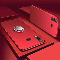 Funda Silicona Carcasa Ultrafina Goma con Magnetico Anillo de dedo Soporte para Samsung Galaxy A6s Rojo