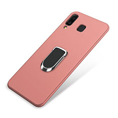 Funda Silicona Carcasa Ultrafina Goma con Magnetico Anillo de dedo Soporte para Samsung Galaxy A9 Star SM-G8850 Rosa