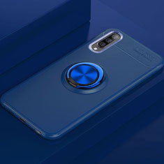 Funda Silicona Carcasa Ultrafina Goma con Magnetico Anillo de dedo Soporte para Samsung Galaxy A90 5G Azul
