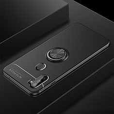 Funda Silicona Carcasa Ultrafina Goma con Magnetico Anillo de dedo Soporte para Samsung Galaxy M11 Negro