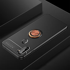 Funda Silicona Carcasa Ultrafina Goma con Magnetico Anillo de dedo Soporte para Samsung Galaxy M11 Oro y Negro