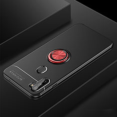 Funda Silicona Carcasa Ultrafina Goma con Magnetico Anillo de dedo Soporte para Samsung Galaxy M11 Rojo y Negro